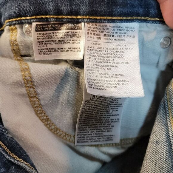 Levi's 513 Slim Straight Jeans W33 L30 - Made in Mexico, Classic Blue Denim - Picture 3 of 11
